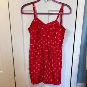 J. Crew silk Red Spotted Sundress 0 thin straps with pockets